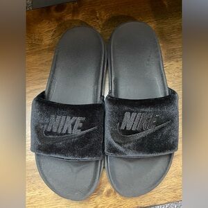 Nike Black Velvet Slide Sandals